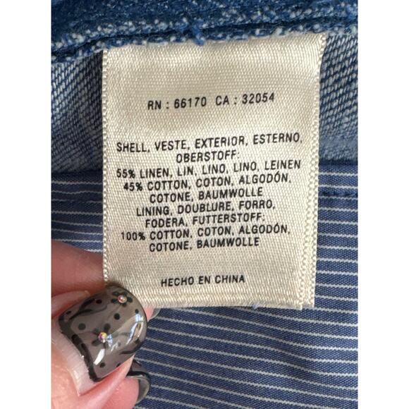 Anthropologie Elevenses Sharlene Halter Linen Blend Denim Jumpsuit Size 6 - Picture 6 of 13